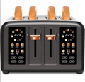 4 Slice Toaster Touch Screen Long Slot, Touch Screen for Dual Control, 7 Shade Settings,1.5'' Extra Wide Long Slots,1800W,Grey